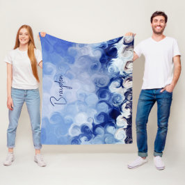 Gepersonaliseerde Blauwe Abstracte Cirkels Fleece 