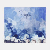 Gepersonaliseerde Blauwe Abstracte Cirkels Fleece  (Voorkant (Horizontaal))