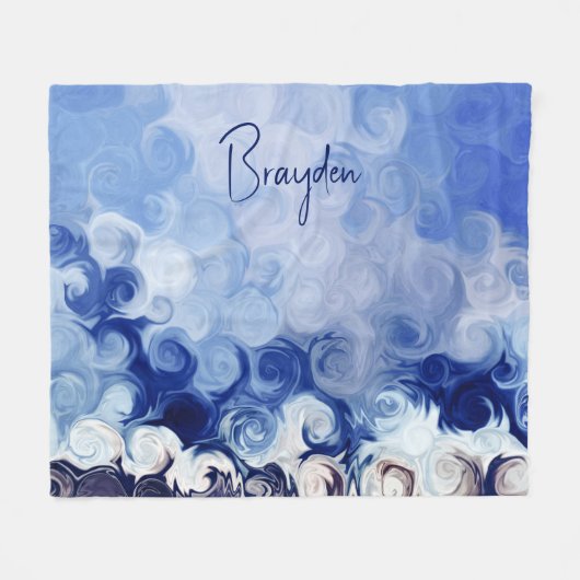 Gepersonaliseerde Blauwe Abstracte Cirkels Fleece (Voorkant (Horizontaal))