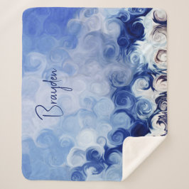 Gepersonaliseerde Blauwe Abstracte Cirkels Sherpa  Deken