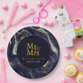 Gepersonaliseerde Blauwe Agaat bruiloft Mr. Mrs. Papieren Bordje (Feest)
