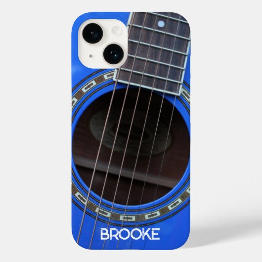 Gepersonaliseerde blauwe akoestische gitaar Case-Mate iPhone case (Achterkant)