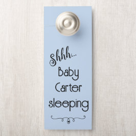 Gepersonaliseerde Blauwe Baby Slapen Deurhanger