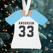 Gepersonaliseerde blauwe baseball trui ornament