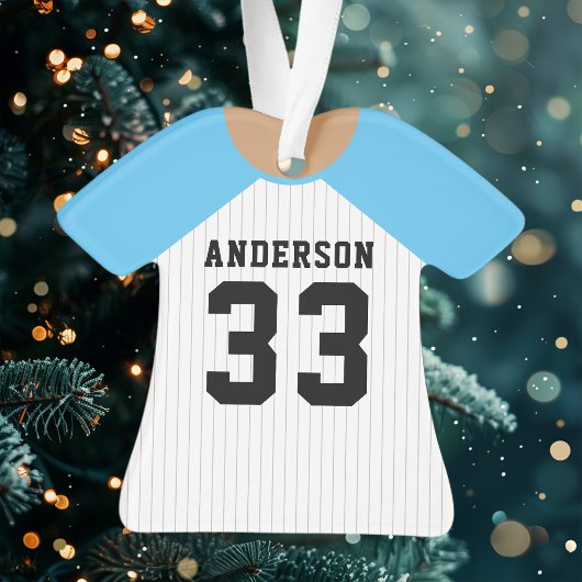 Gepersonaliseerde blauwe baseball trui ornament