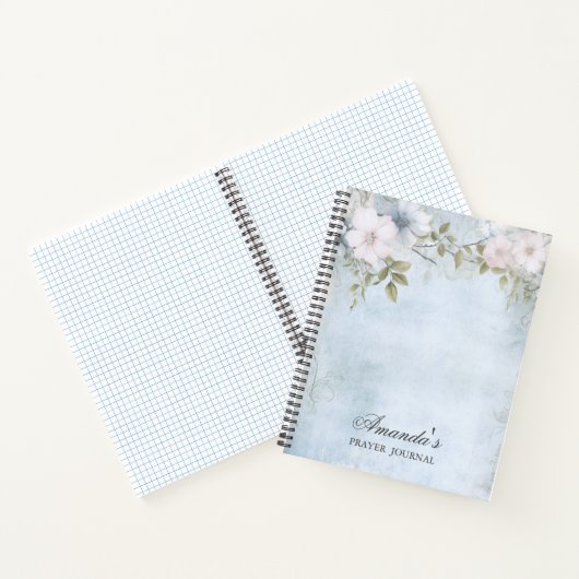 Gepersonaliseerde Blauwe Bloemen Bijbel Verse Notitieboek (Binnen)