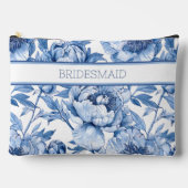 Gepersonaliseerde Blauwe Bloemen Bruidsmeisje Reis Etui (Voorkant)