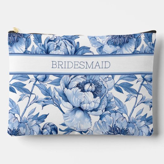 Gepersonaliseerde Blauwe Bloemen Bruidsmeisje Reis Etui (Voorkant)