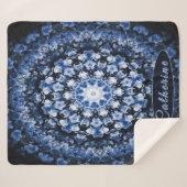 Gepersonaliseerde Blauwe Bloemen Glas Mandala Sherpa Deken (Voorkant (horizontaal))