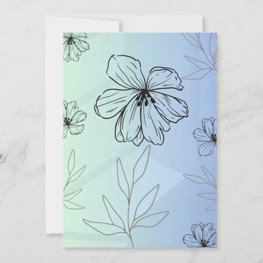 Gepersonaliseerde Blauwe Bloemen Huwelijksuitnodig Kaart (Achterkant)