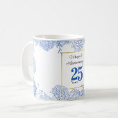 Gepersonaliseerde Blauwe Bloemen Mok -  Jaar K (Voorkant links)