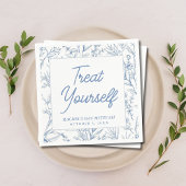 Gepersonaliseerde blauwe bloemenvleermuis Mitzvah  Servet