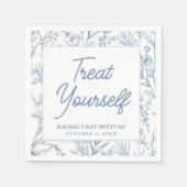 Gepersonaliseerde blauwe bloemenvleermuis Mitzvah  Servet (Voorkant)