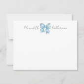 Gepersonaliseerde blauwe boog naam monogram notitiekaartje (Voorkant)