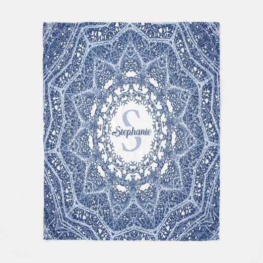 Gepersonaliseerde Blauwe Boom Branch Mandala Fleece Deken (Voorkant)