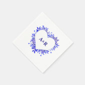 Gepersonaliseerde Blauwe Botanische Trouwpapier Servet (Hoek)