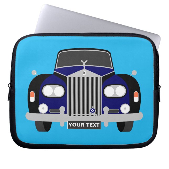 Gepersonaliseerde Blauwe Britse klassieke Limousin Laptop Sleeve (Voorkant)