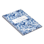 Gepersonaliseerde Blauwe Bruidsmeisje Naam Bloemen Notitieboek (Rechterzijde)