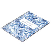 Gepersonaliseerde Blauwe Bruidsmeisje Naam Bloemen Notitieboek (Linkerzijde)