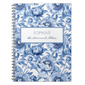 Gepersonaliseerde Blauwe Bruidsmeisje Naam Bloemen Notitieboek (Voorkant)