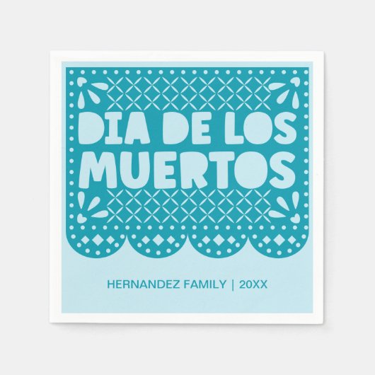 Gepersonaliseerde Blauwe Dia de los Muertos Papier Servet (Voorkant)