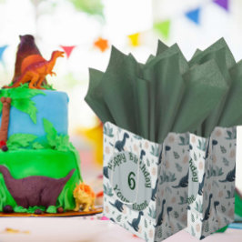 Gepersonaliseerde blauwe dinosaurus met gebladerte medium cadeauzakje