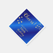 Gepersonaliseerde blauwe en gouden juichen 50e ver servet (Hoek)