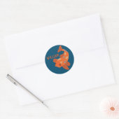 Gepersonaliseerde Blauwe en Oranje Koi Goldfish Ronde Sticker (Envelop)