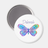Gepersonaliseerde Blauwe en Paarse Vlinder Magneet (Voorkant / Achterkant)