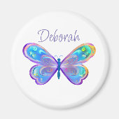 Gepersonaliseerde Blauwe en Paarse Vlinder Magneet (Voorkant)