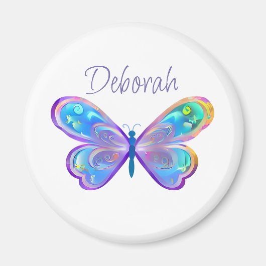 Gepersonaliseerde Blauwe en Paarse Vlinder Magneet (Voorkant)