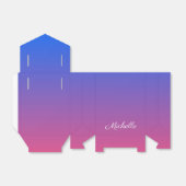 Gepersonaliseerde blauwe en roze ombre gradiënt bedankdoosjes (Uitgevouwen)