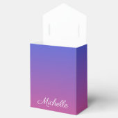 Gepersonaliseerde blauwe en roze ombre gradiënt bedankdoosjes (Geopend)