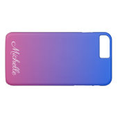 Gepersonaliseerde blauwe en roze ombre gradiënt Case-Mate iPhone case (Achterkant (Horizontaal))