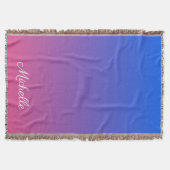 Gepersonaliseerde blauwe en roze ombre gradiënt deken (Voorkant)