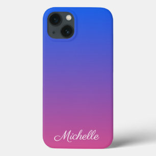 Gepersonaliseerde blauwe en roze ombre gradiënt Ho Case-Mate iPhone Case