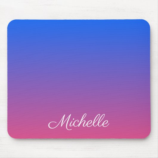 Gepersonaliseerde blauwe en roze ombre gradiënt muismat (Voorkant)
