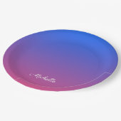 Gepersonaliseerde blauwe en roze ombre gradiënt papieren bordje (Gekanteld)