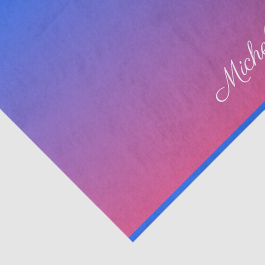 Gepersonaliseerde blauwe en roze ombre gradiënt tissuepapier (Detail)