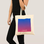 Gepersonaliseerde blauwe en roze ombre gradiënt tote bag (Voorkant (product))