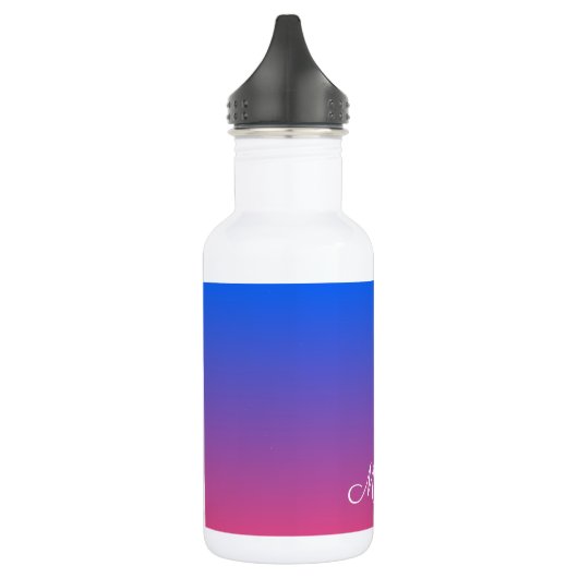 Gepersonaliseerde blauwe en roze ombre gradiënt waterfles (Links)