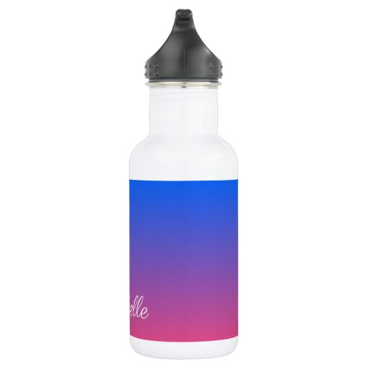 Gepersonaliseerde blauwe en roze ombre gradiënt waterfles (Rechts)