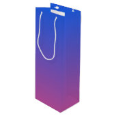 Gepersonaliseerde blauwe en roze ombre gradiënt wijn cadeautas (Voorkant Gekanteld)