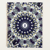 Gepersonaliseerde Blauwe en Witte Mandala Spiraalp Planner (Voorkant)