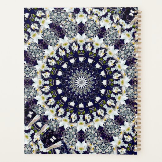 Gepersonaliseerde Blauwe en Witte Mandala Spiraalp Planner (Achterkant)