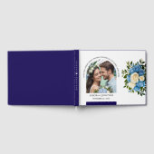 Gepersonaliseerde blauwe en witte roos gastenboek (Volledig)