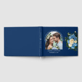 Gepersonaliseerde blauwe en witte roos gastenboek (Volledig)