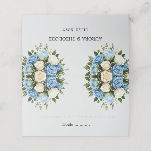 Gepersonaliseerde blauwe en witte Rose Place kaart Plaatskaartje (Buitenkant ongevouwen)