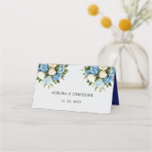 Gepersonaliseerde blauwe en witte Rose Place kaart Plaatskaartje (Achterkant)