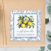 Gepersonaliseerde Blauwe en Witte Waterverf Citroe Informatiekaartje
